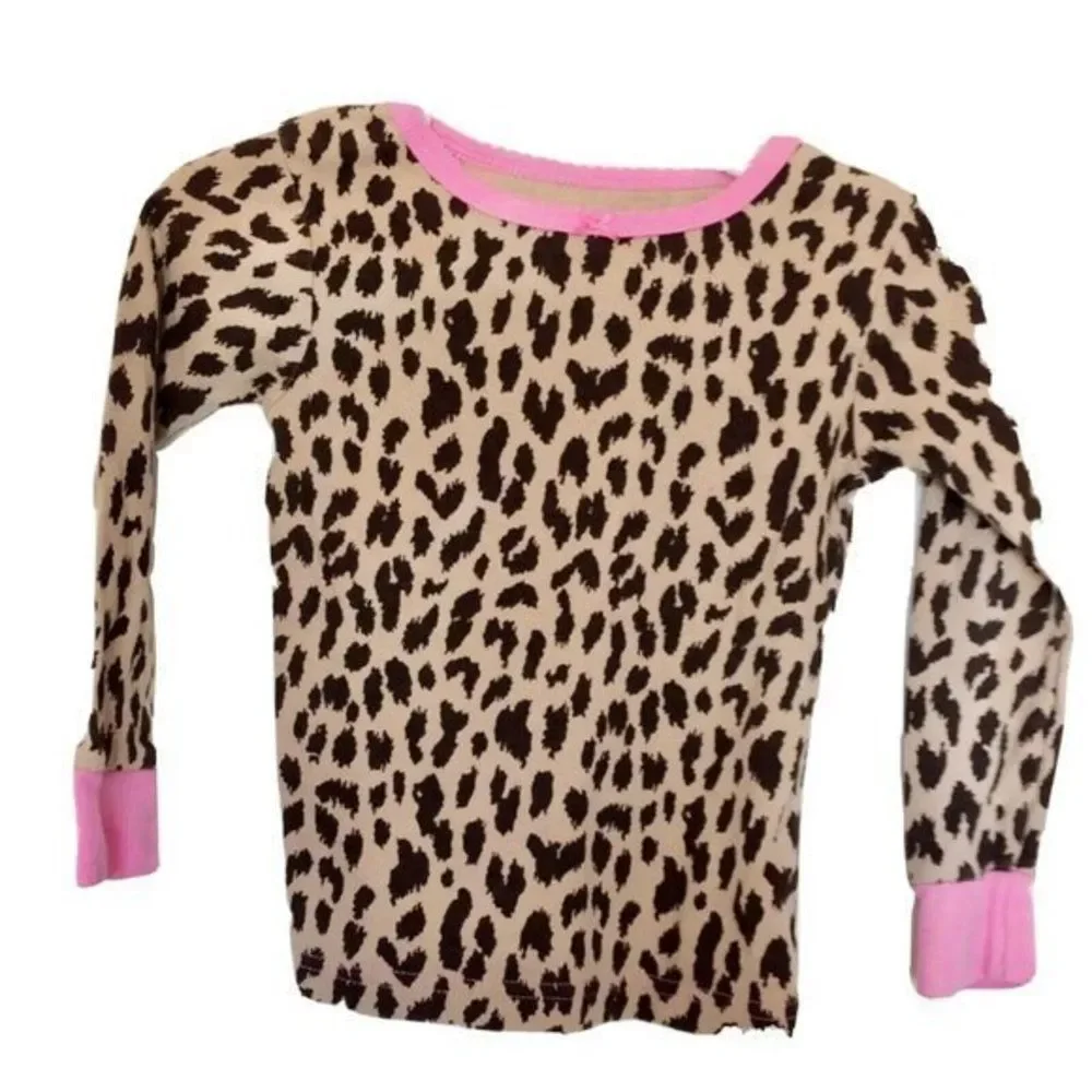 Carters Long Sleeve Top Blouse Animal Print Pink Brown Size 3 Toddler Girls